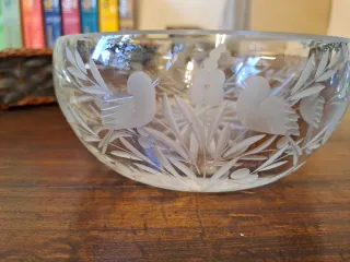 Grosso Posacenere cristallo anni '70 decorato