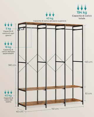 Armadio Portatile per Vestiti, Guardaroba Pieghevo