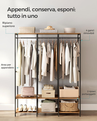 Armadio Portatile per Vestiti, Guardaroba Pieghevo