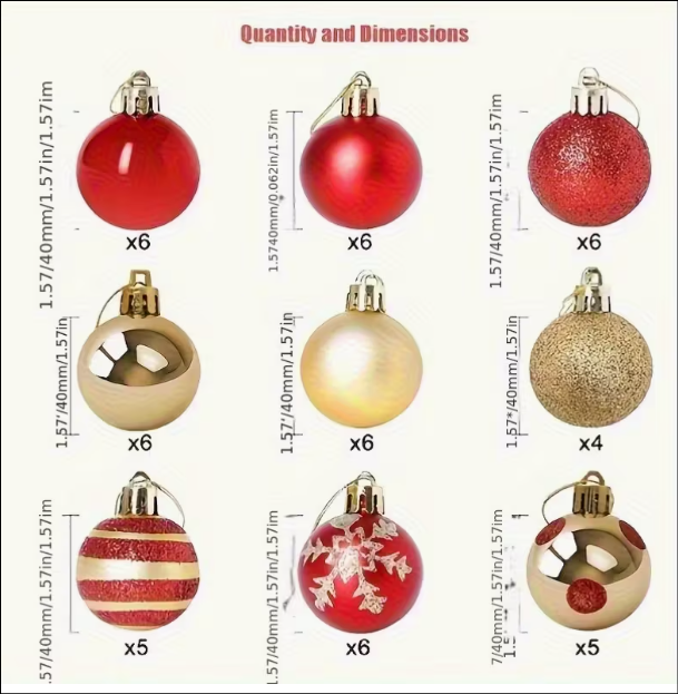 Confezione 50 Palline Decorazione Natalizia