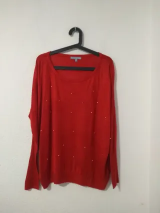 Jersey fino rojo con pedrería