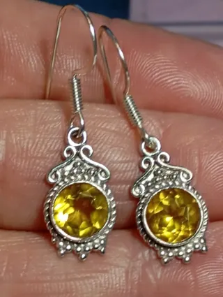 Pendientes Plata Ley citrino amarillo