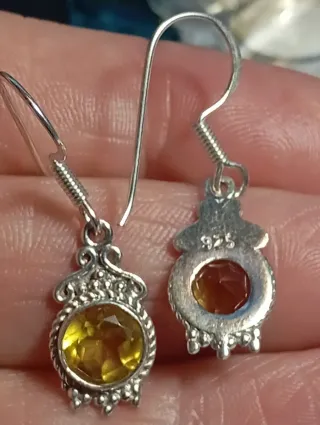 Pendientes Plata Ley citrino amarillo