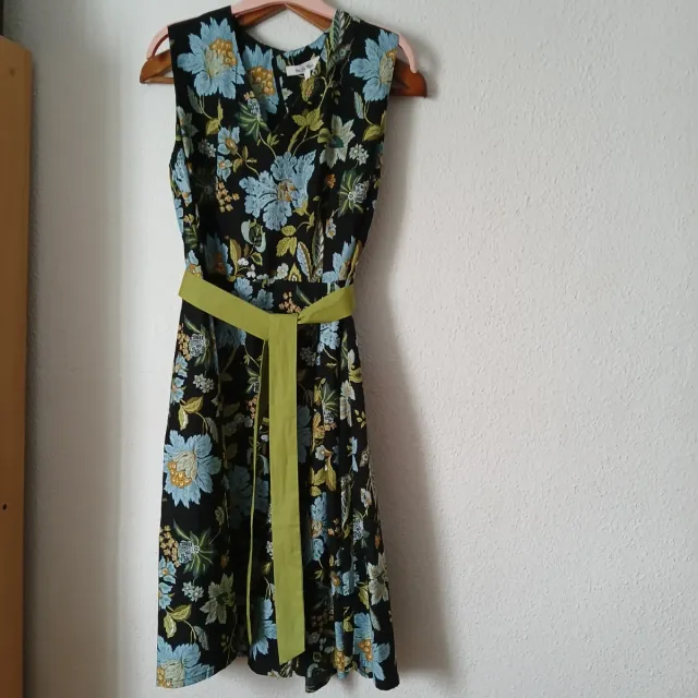 Vestido de verano floral negro, algodón