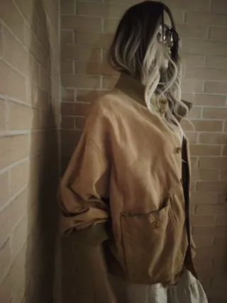 Giacca vera pelle scamosciata tg 52 vintage Y2K