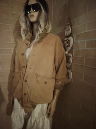 Giacca vera pelle scamosciata tg 52 vintage Y2K