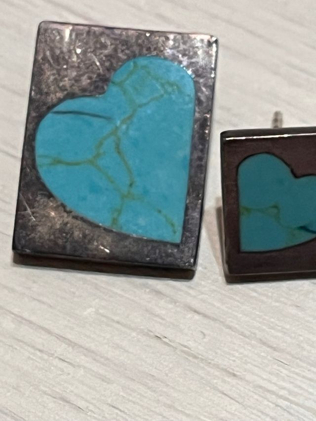 Colgante y pendientes plata corazón turquesa