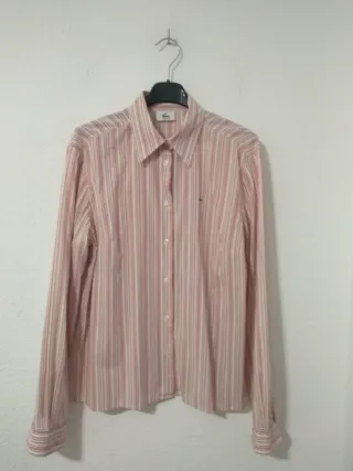 Camisa Lacoste Mujer Rayas Rosas y Blancas