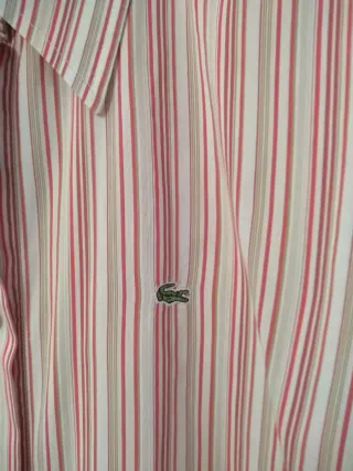 Camisa Lacoste Mujer Rayas Rosas y Blancas
