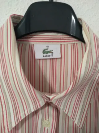 Camisa Lacoste Mujer Rayas Rosas y Blancas