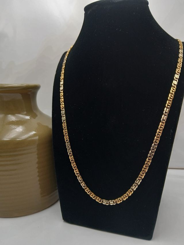 Cadena Bicolor Eslabón Italiano en Oro 18kl