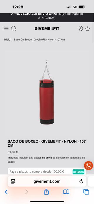 Saco de Boxeo GiveMeFit Nylon 107 cm