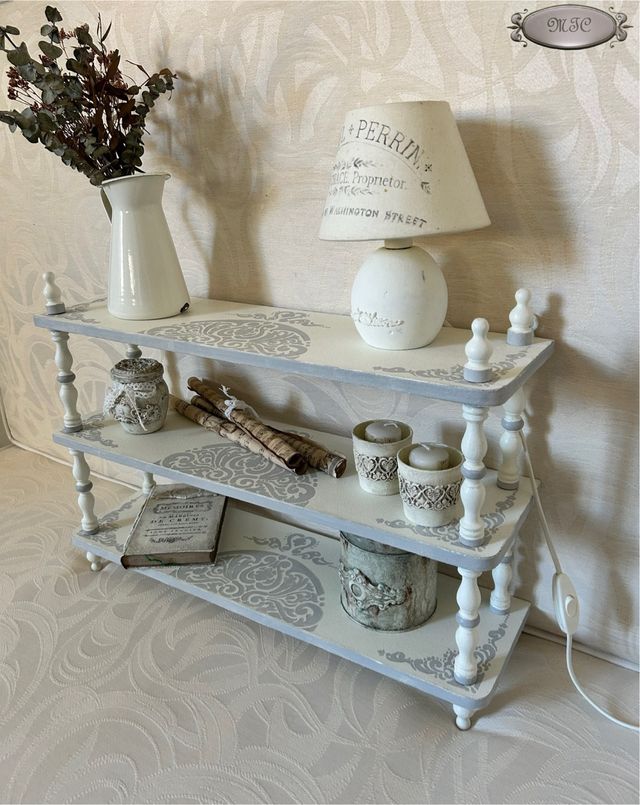 Mensola Shabby Chic Grigio/Bianco