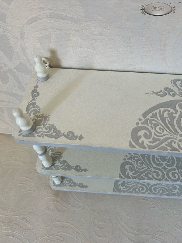 Mensola Shabby Chic Grigio/Bianco