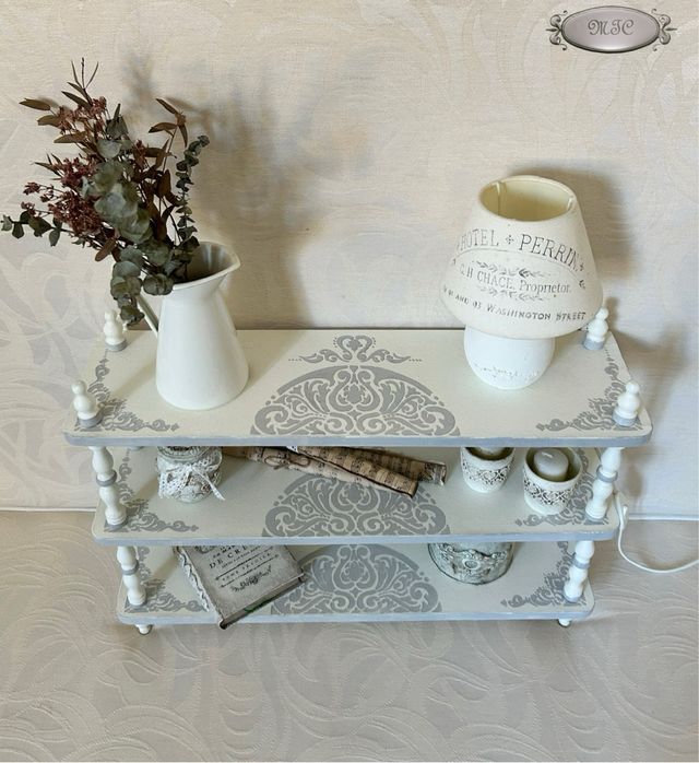 Mensola Shabby Chic Grigio/Bianco