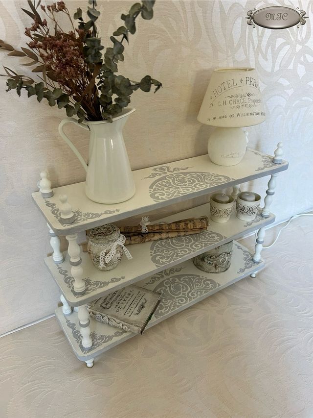 Mensola Shabby Chic Grigio/Bianco