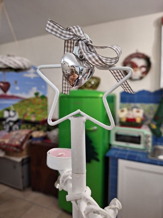 Albero portacandele Natale ferro bianco