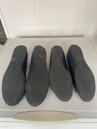 2 pares de manoletinas piel azul marino