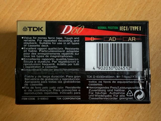 Cintas TDK D60 - 24 cintas en pack de 3 unidades.