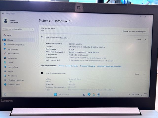 Portátil Lenovo IdeaPad 330 i7 8ª Gen