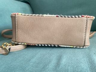 Bolso bandolera beige rafia multicolor