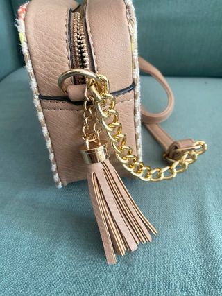 Bolso bandolera beige rafia multicolor