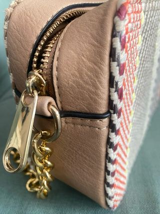 Bolso bandolera beige rafia multicolor