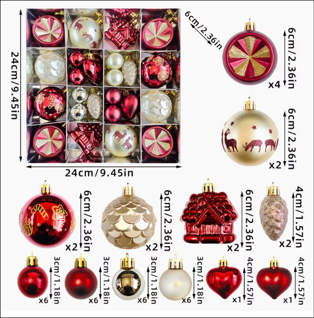 Set Decorazione Natalizia Palline e Ornamenti