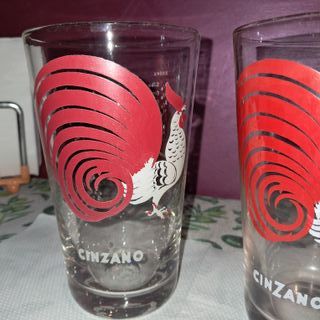 Bicchieri Vintage Cinzano Gallo Rosso - Set 2