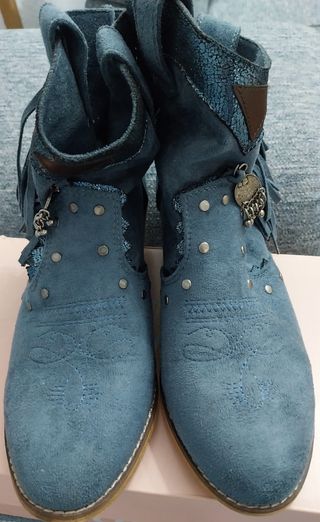 Botines azules T38 de Ante con Detalles