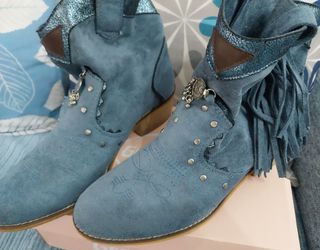 Botines azules T38 de Ante con Detalles