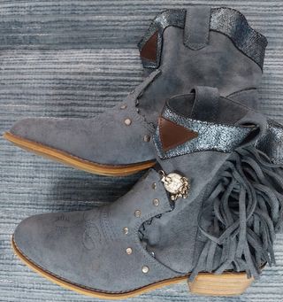 Botines azules T38 de Ante con Detalles