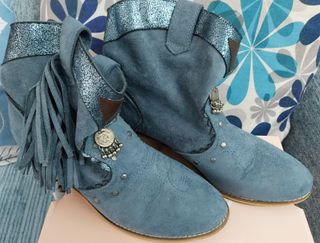 Botines azules T38 de Ante con Detalles