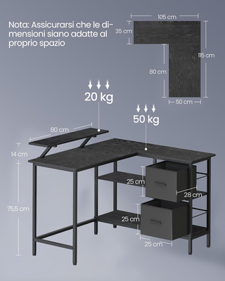Scrivania per Computer a L, Scrivania ad Angolo co