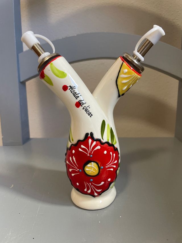 Aceitero/Vinagrero in Ceramica Decorato