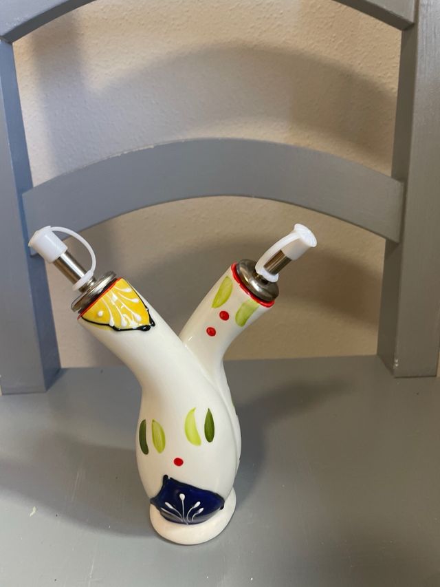 Aceitero/Vinagrero in Ceramica Decorato