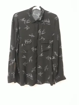 Camisa Zara pájaros negra