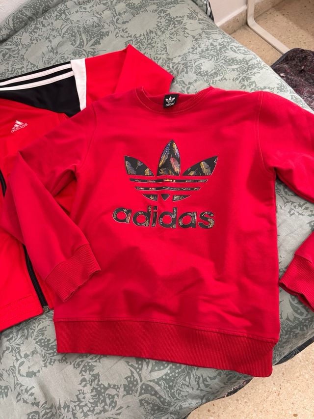 Conjunto Adidas Sudadera y Chaqueta Roja