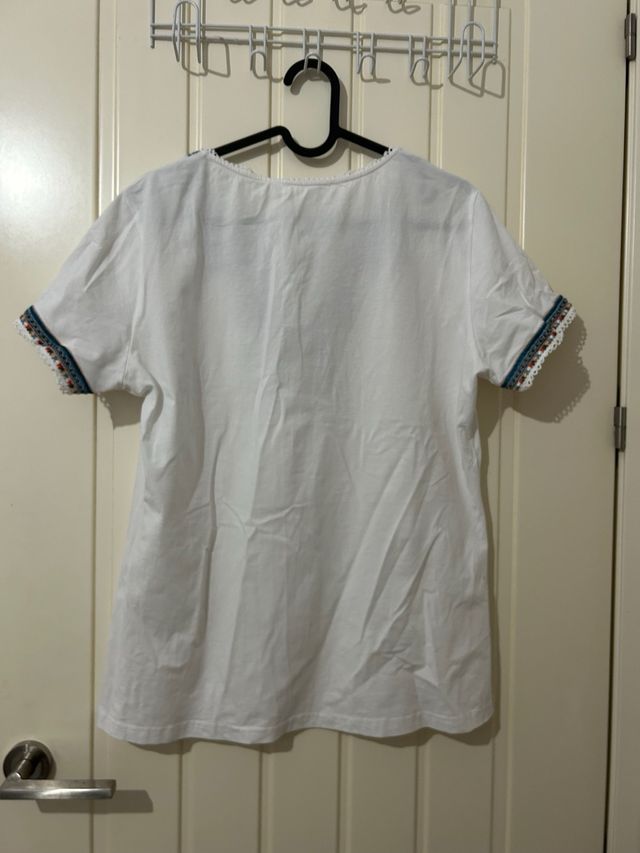 Blusa bordada blanca mujer XL