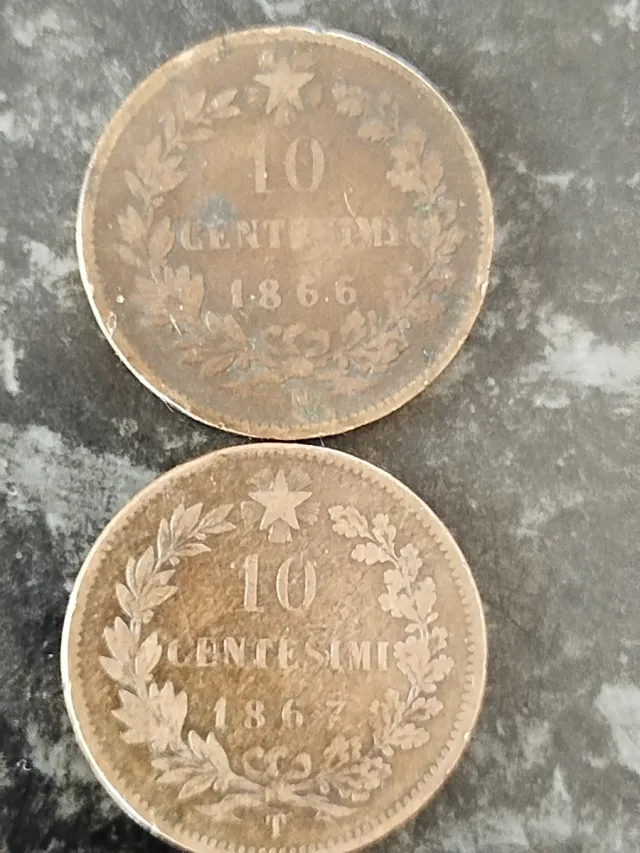 Lotto di 2 monete antiche Italia Vittorio Emanuele I