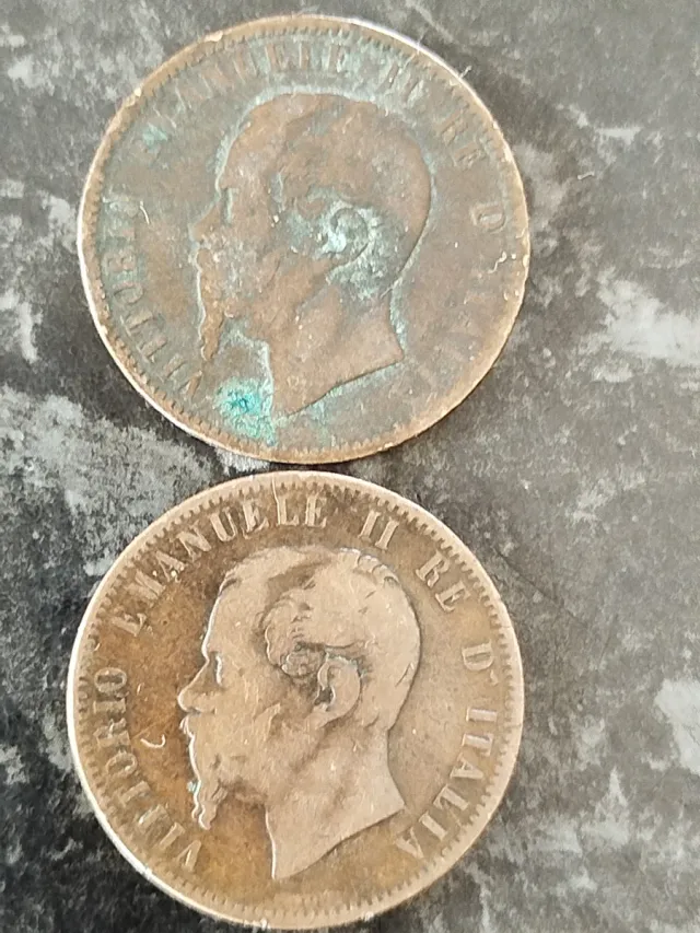 Lotto di 2 monete antiche Italia Vittorio Emanuele I
