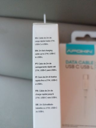Cable USB C a USB L iPhone 27W/3A