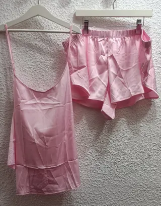 Pijama ropa mujer satinado rosa talla XL nuevo
