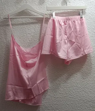 Pijama ropa mujer satinado rosa talla XL nuevo