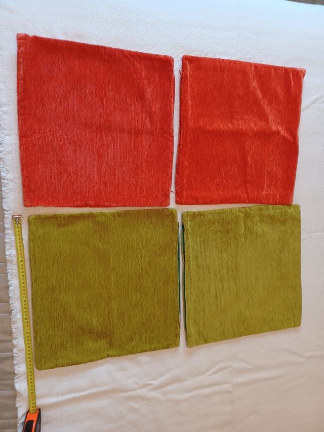 Fundas cojín terciopelo rojo y verde