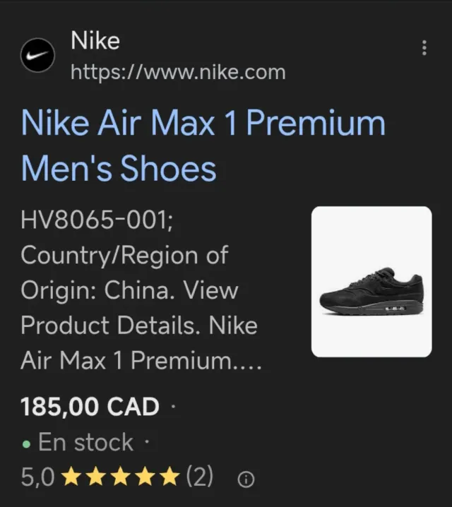 Nike Air Max 1 PRM Negro