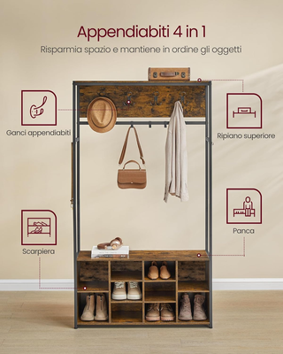 Appendiabiti Ingresso con Panca Scarpiera, Mobile