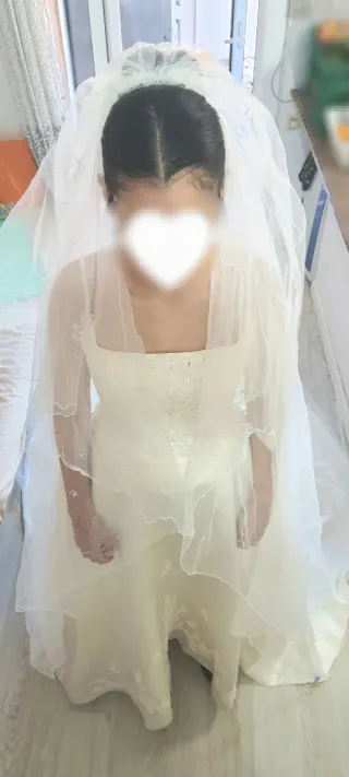 Vestido de Novia Blanco con Velo