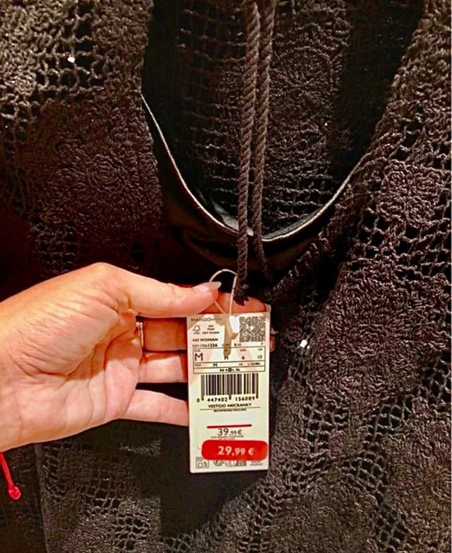 Vestido crochet negro - Mango -