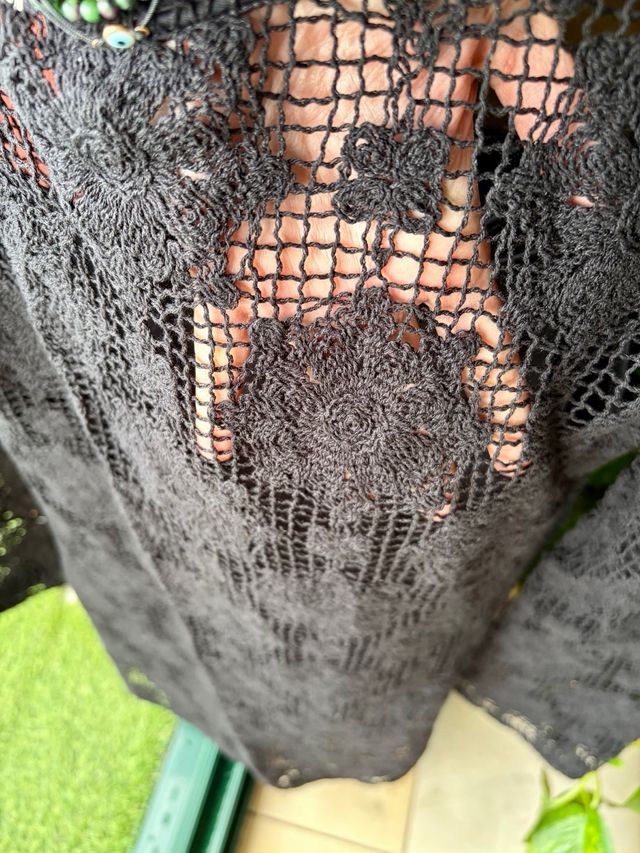 Vestido crochet negro - Mango -